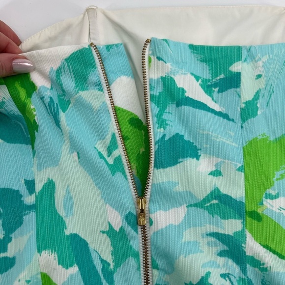 Lilly Pulitzer Tansy Strapless Dress Poolside Blue and Green White Detail Size 2 - Picture 10 of 13